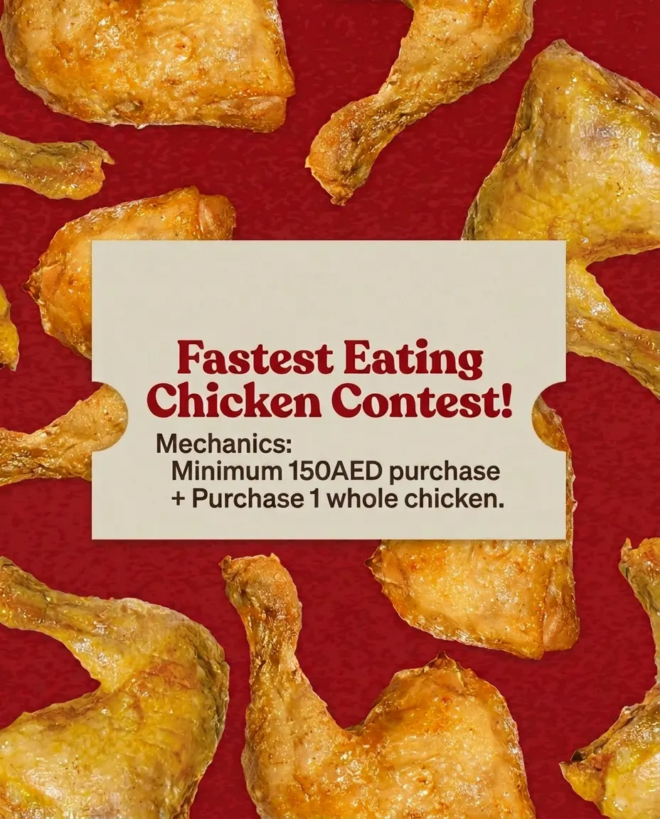 Fastest Eating Chicken Contest ticket over fried chicken on red