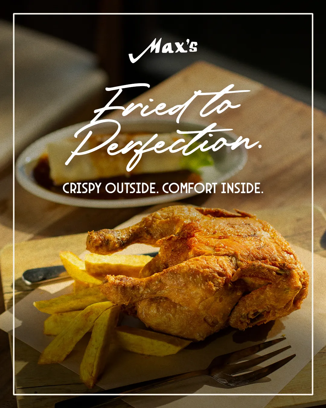 Fried to Perfection poster with fried chicken and fries