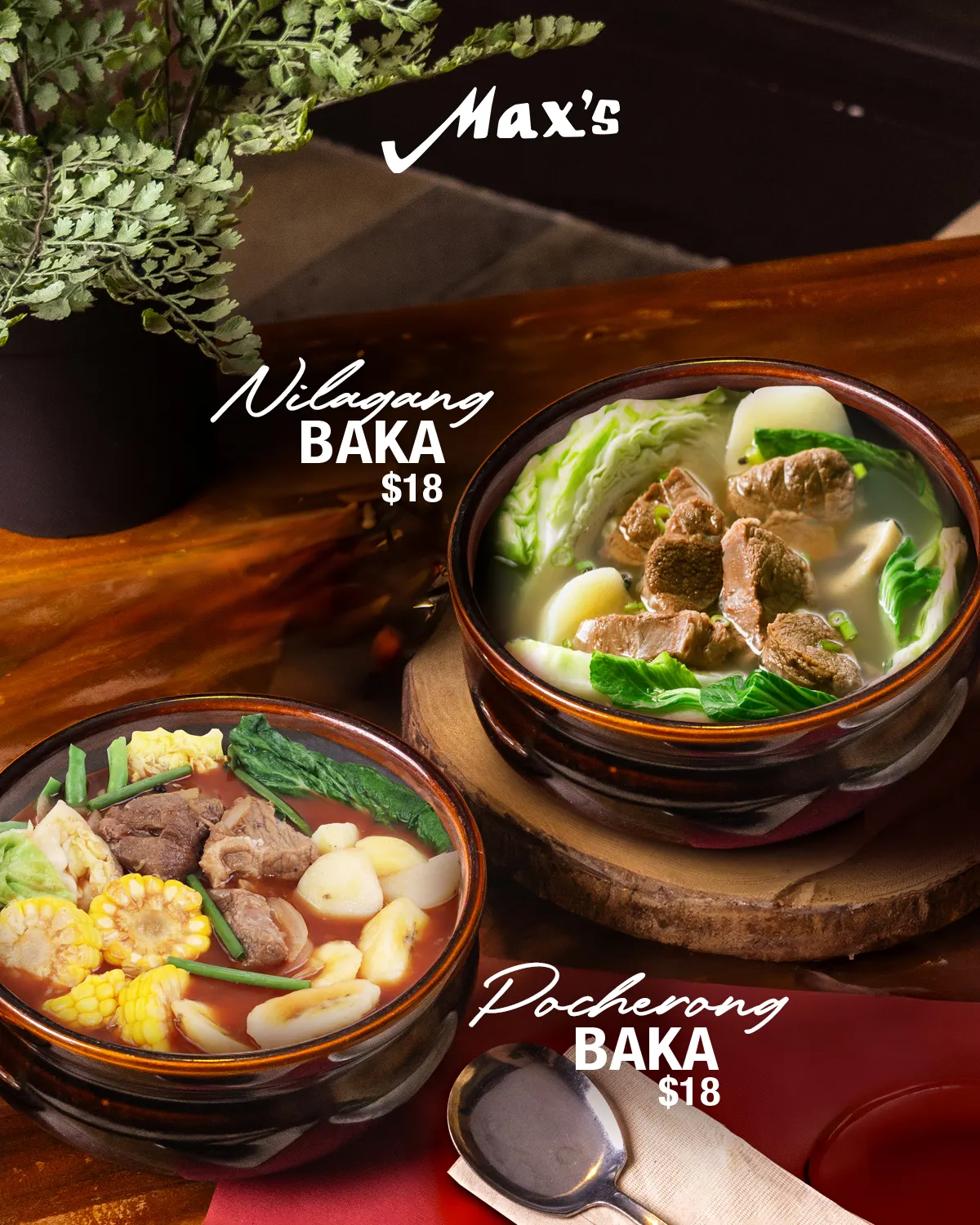 Max's Nilagang Baka and Pocherong Baka poster with two beef soups